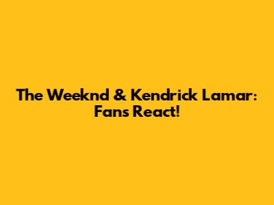 The Weeknd & Kendrick Lamar: Fans React!