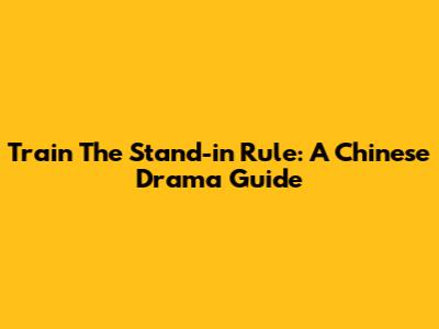 Train The Stand-in Rule: A Chinese Drama Guide