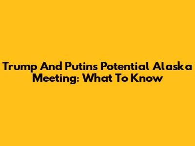 Trump And Putin's Potential Alaska Meeting: What To Know