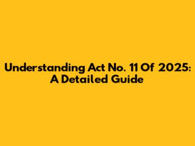 Understanding Act No. 11 Of 2025: A Detailed Guide