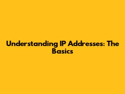 Understanding IP Addresses: The Basics