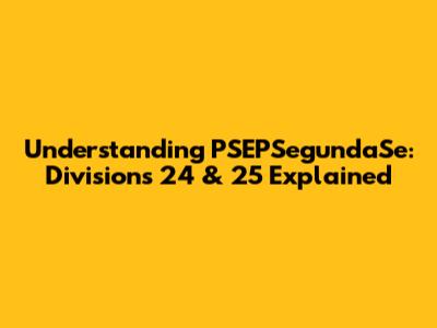 Understanding PSEPSegundaSe: Divisions 24 & 25 Explained