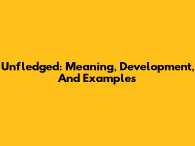 Unfledged: Meaning, Development, And Examples