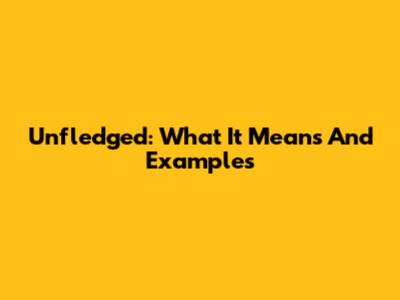 Unfledged: What It Means And Examples