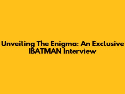 Unveiling The Enigma: An Exclusive IBATMAN Interview