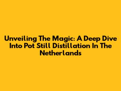 Unveiling The Magic: A Deep Dive Into Pot Still Distillation In The Netherlands