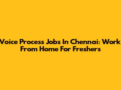 Voice Process Jobs In Chennai: Work From Home For Freshers