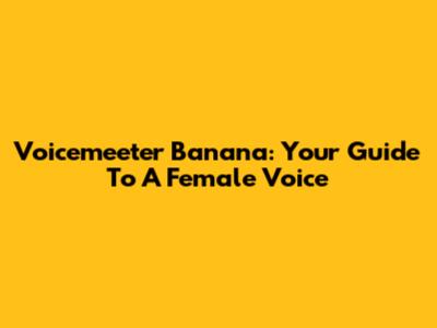 Voicemeeter Banana: Your Guide To A Female Voice