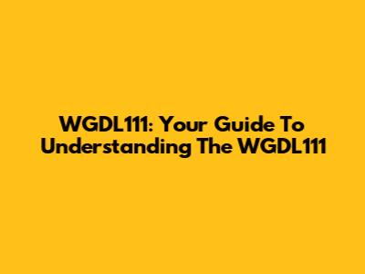 WGDL111: Your Guide To Understanding The WGDL111