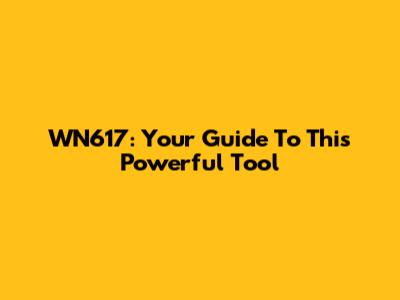 WN617: Your Guide To This Powerful Tool