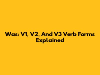 Was: V1, V2, And V3 Verb Forms Explained