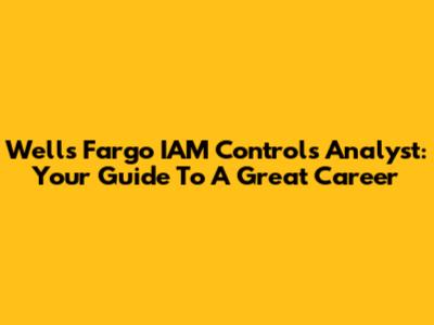 Wells Fargo IAM Controls Analyst: Your Guide To A Great Career